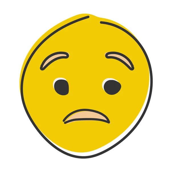 Zklamaný Emoji Smutná Tvář Nešťastný Emotikon Ručně Kreslené Plochý Styl — Stock fotografie