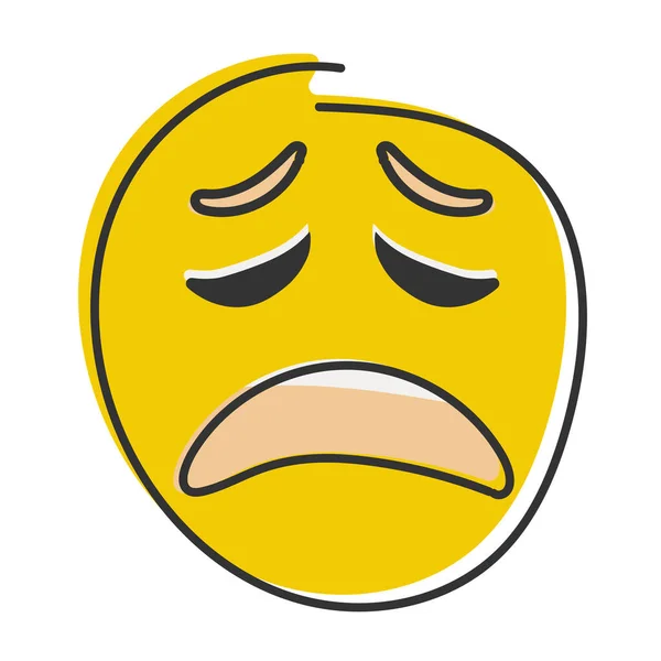 Wyczerpane Emoji Zmęczony Emotikonem Żółta Twarz Zamkniętymi Oczami Ręcznie Rysowane — Zdjęcie stockowe