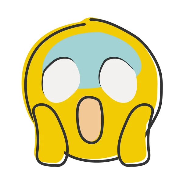 Gritando Miedo Emoji Terror Miedo Emoticono Cara Amarilla Con Frente — Foto de Stock