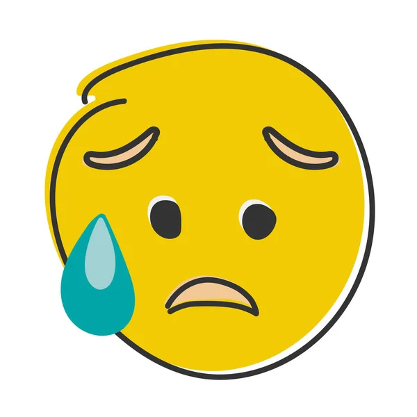 Anxious Emoji Sweat Concerned Emoticon Sweat Dripping Hand Drawn Flat — Stock Photo, Image