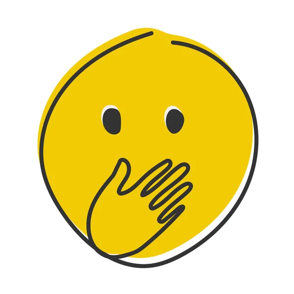 Chichot Emoji Emoticon Zakryć Usta Ręką Podczas Śmiechu Ręcznie Rysowane — Zdjęcie stockowe