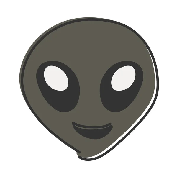 Buitenaardse Emoji Emoticon Het Gezicht Van Een Alien Handgetekende Platte — Stockfoto