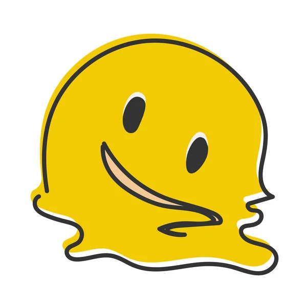 Melting Emoji Melted Yellow Face Exhausted Smile Overheated Smiling Emoticon — Stock Photo, Image