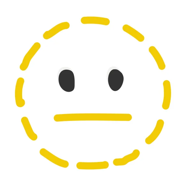 Dotted line expressionless Smiley Emoticon Face line icon. Hand drawn, flat style emoticon.