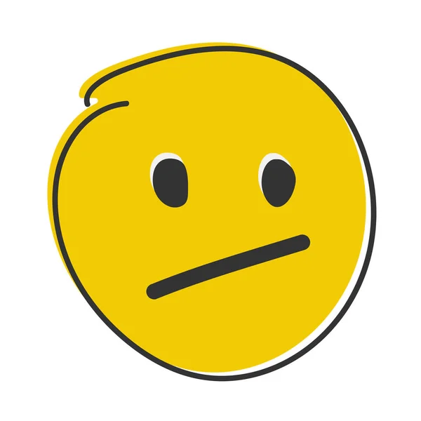 Förvirrad Emoji Oplussad Emoticon Med Rynkiga Läppar Handritad Platt Stil — Stockfoto