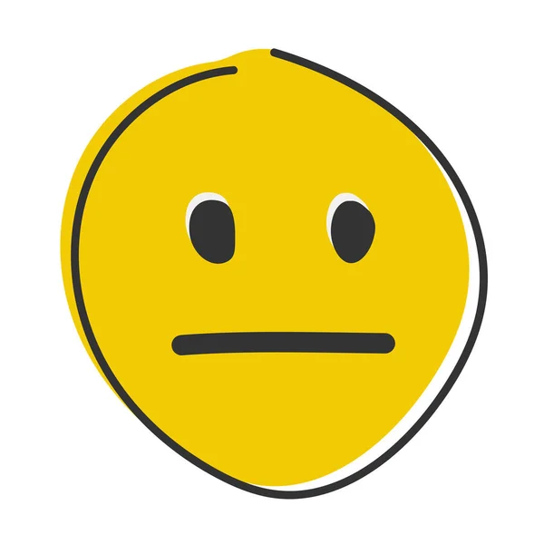 Bezvýrazné Emoji Rovný Obličej Emotikon Neutrálníma Očima Pusou Ručně Kreslený — Stock fotografie