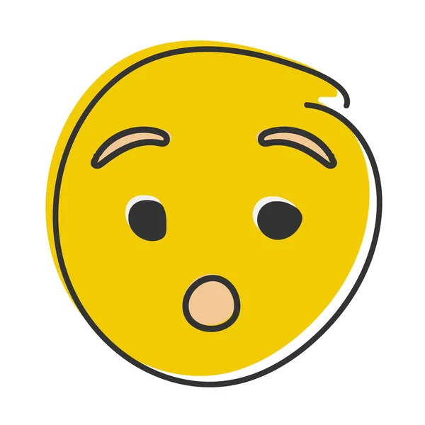 Verbaasde Emoji Geschokt Emoticon Met Hijgend Gezicht Handgetekende Platte Emoticon — Stockfoto