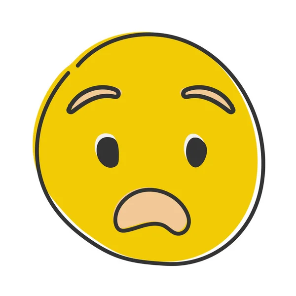 Erstaunte Emojis Schockiertes Emoticon Mit Keuchendem Gesicht Handgezeichnetes Flaches Emoticon — Stockfoto