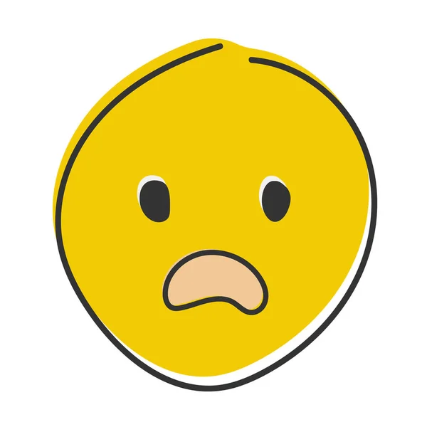 Překvapená Emoji Šokovaný Emotikon Udýchanou Tváří Ručně Kreslený Emotikon Plochého — Stock fotografie