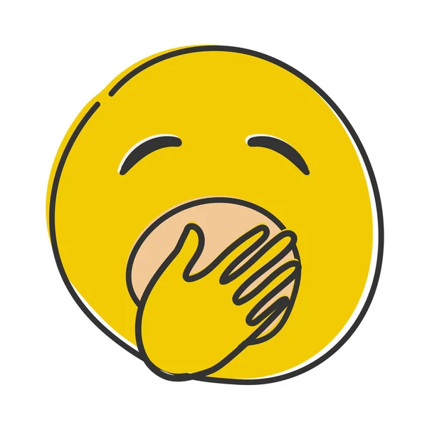 Yawning Emoji Bored Sleepy Emoticon Yellow Boredom Face Mouth Covered — Stock Photo, Image