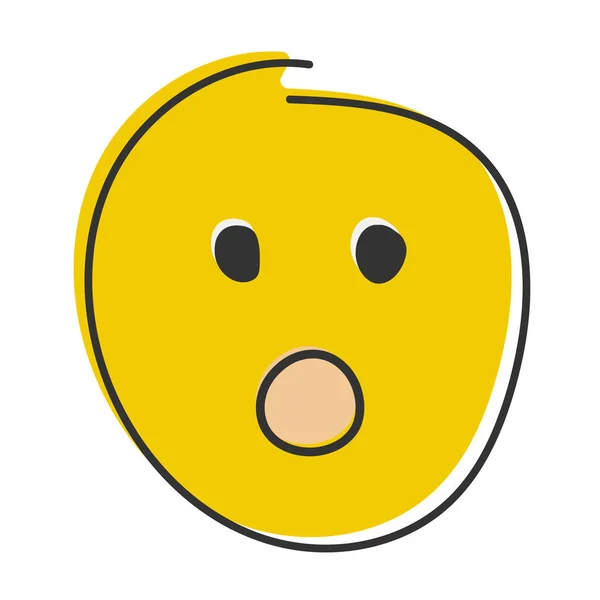 Verbaasde Emoji Geschokt Emoticon Met Hijgend Gezicht Handgetekende Platte Emoticon — Stockfoto