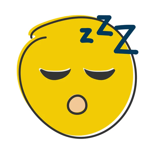 寝てる絵文字 いびき感情 目を閉じてZzz黄色の顔 手描きでフラットなスタイル感 — ストック写真