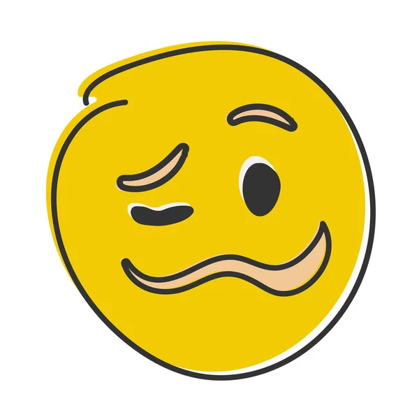 Verward Emoji Verward Emoticon Met Gekartelde Mond Handgetekende Platte Emoticon — Stockfoto