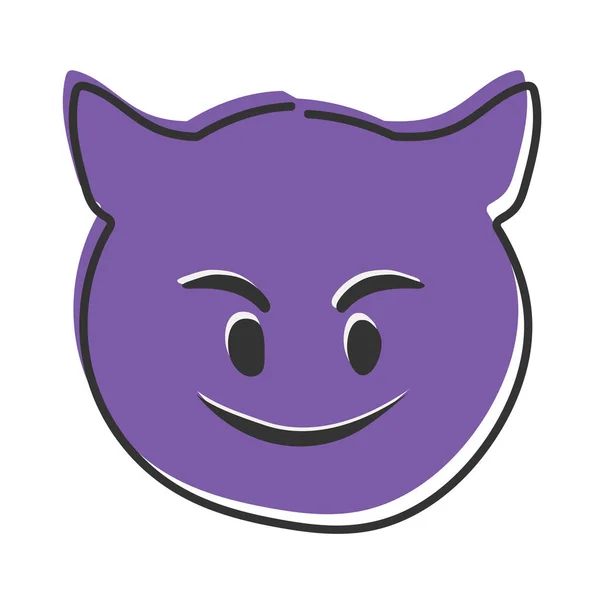 Mauvais Emoji Diable Joyeux Émoticône Violet Avec Des Cornes Diaboliques — Photo