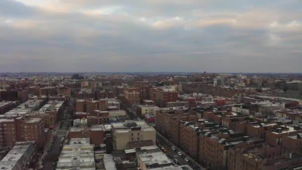 Vista Aérea Manhattan Brooklyn Skyline Queens Dia Inverno Janeiro — Vídeo de Stock