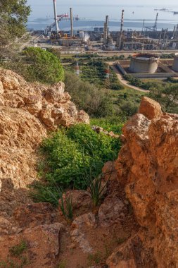 View of industrial areas located on the sea coast
