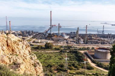 View of industrial areas located on the sea coast