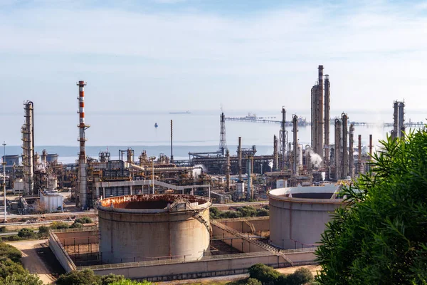 View of industrial areas located on the sea coast