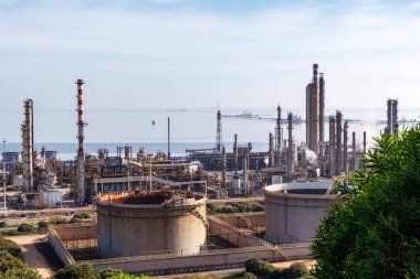 View of industrial areas located on the sea coast