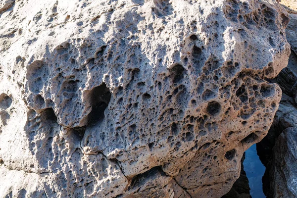 Ungewöhnliche Felsformationen Der Vulkanischen Klippe Strand Von Cala Sapone Quarz — Stockfoto