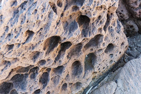 Ungewöhnliche Felsformationen Der Vulkanischen Klippe Strand Von Cala Sapone Quarz — Stockfoto