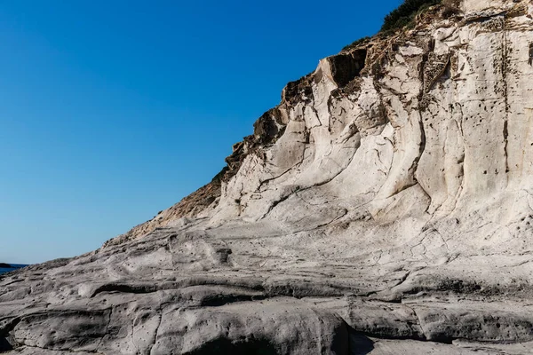 Formaciones Rocosas Inusuales Del Acantilado Volcánico Playa Cala Sapone Ignimbritas — Foto de Stock