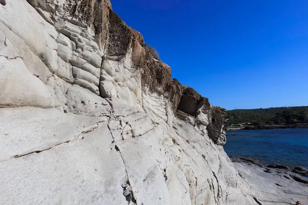Formaciones Rocosas Inusuales Del Acantilado Volcánico Playa Cala Sapone Ignimbritas — Foto de Stock