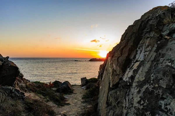 Захід Сонця Над Морем Біля Узбережжя Сардинії — стокове фото
