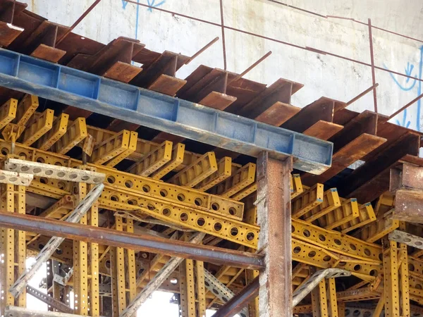 Falsos Trabajos Obra Consiste Estructuras Temporales Utilizadas Construcción Para Sostener — Foto de Stock