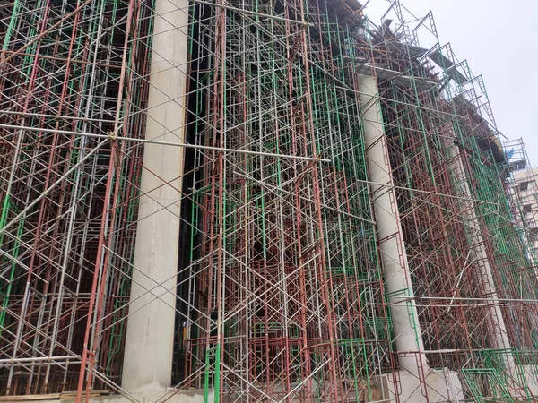 Falso Trabalho Estaleiro Consiste Estruturas Temporárias Usadas Construção Para Suportar — Fotografia de Stock