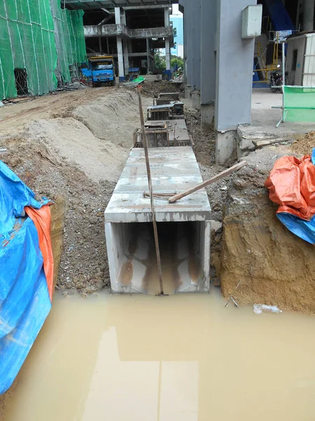 Johor Malasia Enero 2017 Estanque Subterráneo Detención Situ Construcción Obra — Foto de Stock