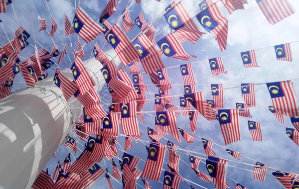 Selangor Malaysia August 2017 Small Size Malaysia Flags Windy Air — Stock Photo, Image
