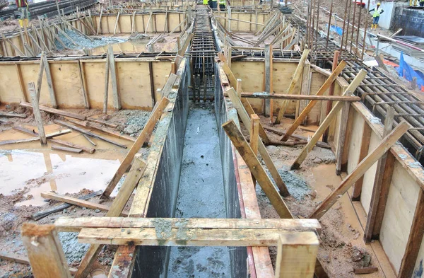 Johor Malaysia April 2016 Ground Beam Timber Form Work Constructed —  Fotos de Stock