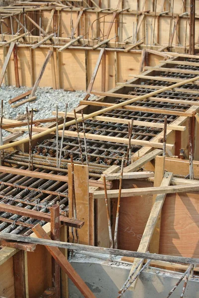 Johor Malaysia April 2016 Ground Beam Timber Form Work Constructed — Stockfoto