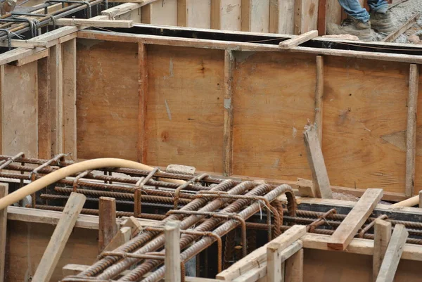Johor Malaysia April 2016 Ground Beam Timber Form Work Constructed — Stock Photo, Image