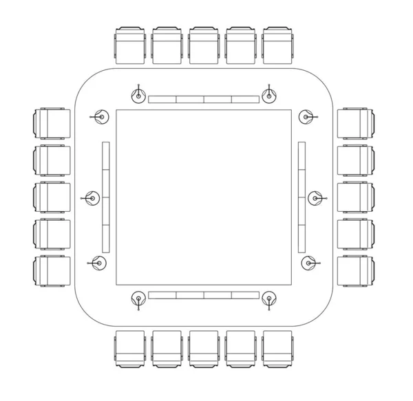 Графический Рисунок Стола Совещаний Конференции Стульями Сверху Черно Белый Рисунок — стоковое фото