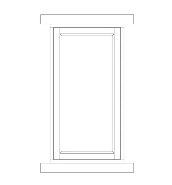 2D現代の家の窓の建築イメージの高度 白黒でCadで作成された画像 このタイプの窓枠はアルミニウム製です — ストック写真