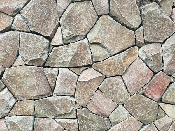 Oberfläche Der Granitsteinmauer Diese Steine Wurden Mit Mörtel Zusammengefügt Die — Stockfoto