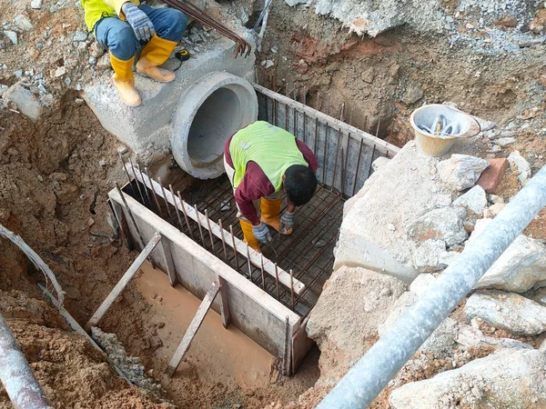 Melaka Malaisie Février 2022 Trou Homme Utilitaire Construction Sur Chantier — Photo