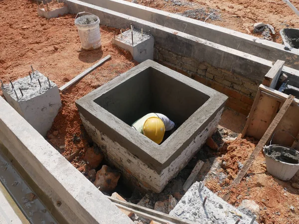 Melaka Malaysia February 2022 Utility Manhole Construction Construction Site 根据工程师的设计在现场施工 — 图库照片