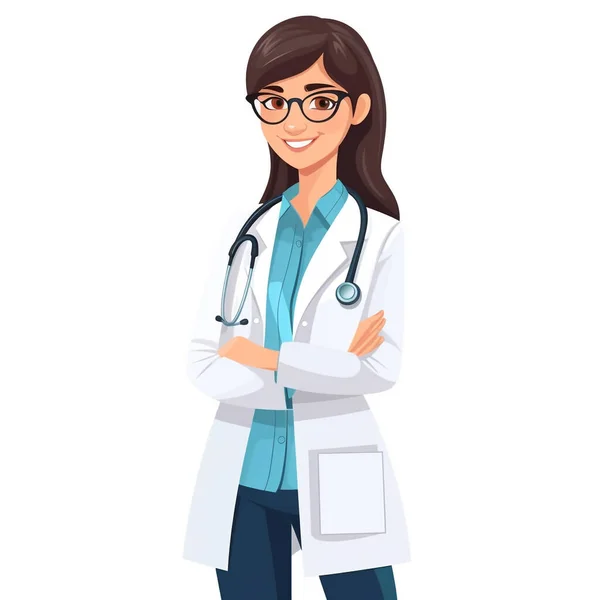 Illustration Doctor Working Standing Position Doctor Wears White Coat Hangs — Stock Photo, Image