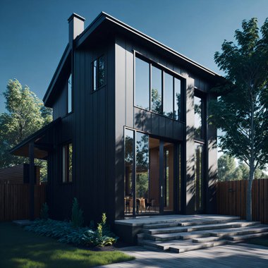 Özel bir evin maskaralığının yansıması. Evin çevresi güzel bir manzarayla dekore edilmiştir. Parkın ortasındaki tek ev..