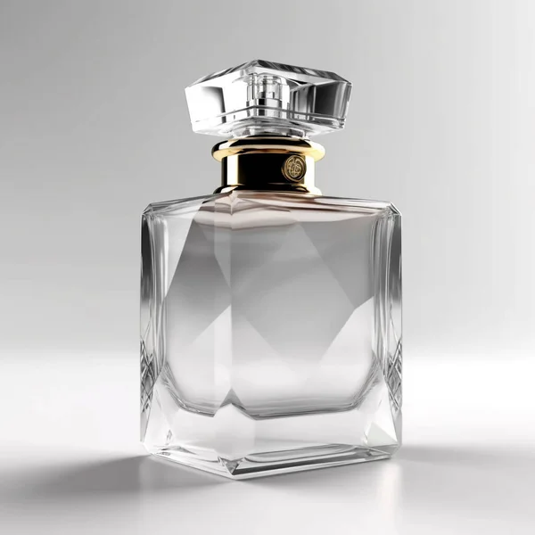 Perfume bottle with attractive design without brand isolated in white background. Empty bottle without perfume liquid in it. This bottle comes with a spray nozzle and cap.
