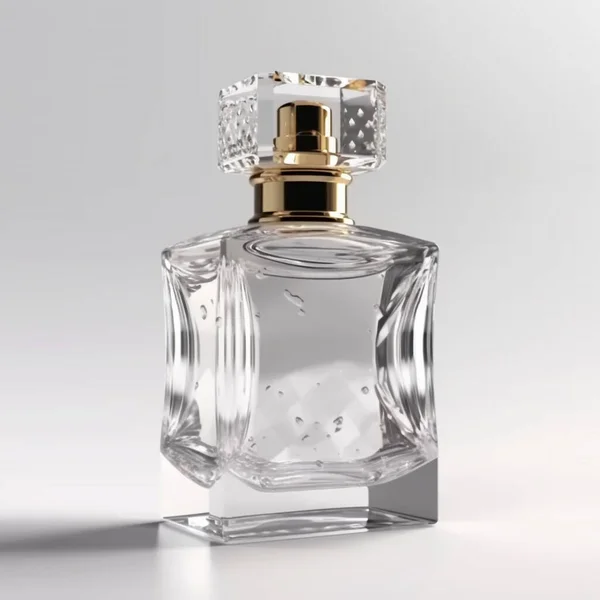 Perfume bottle with attractive design without brand isolated in white background. Empty bottle without perfume liquid in it. This bottle comes with a spray nozzle and cap.