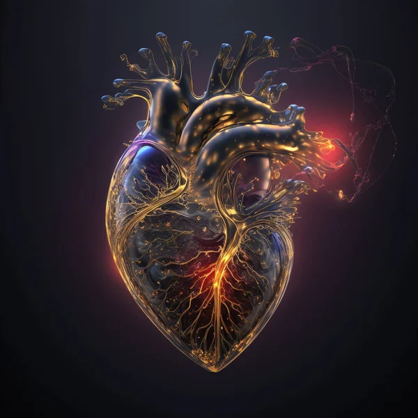 Graphic Image Human Heart Showing Regeneration Sparks Power Electricity Bright — Stock Photo, Image
