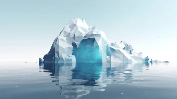 Abstract Iceberg Floating Calm Sea Most Partly Undersea Front View — Stock Photo, Image