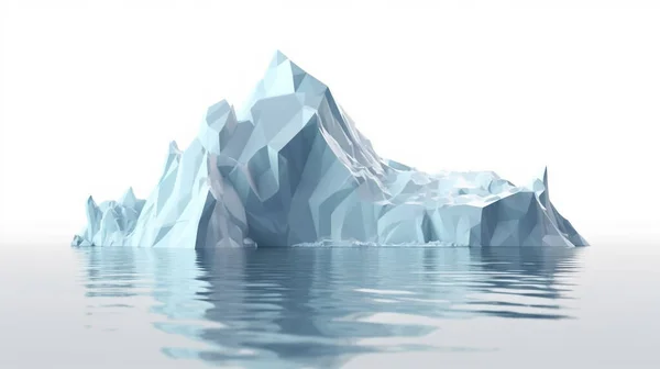 一座抽象的冰山漂浮在平静的海面上 大部分在海底 前面是一片无云的天空 — 图库照片