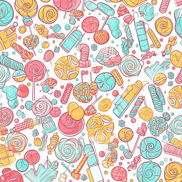 Illustration Candy Patterns Randomly Arranged Mixed Different Types Candy Various — Stock Photo, Image
