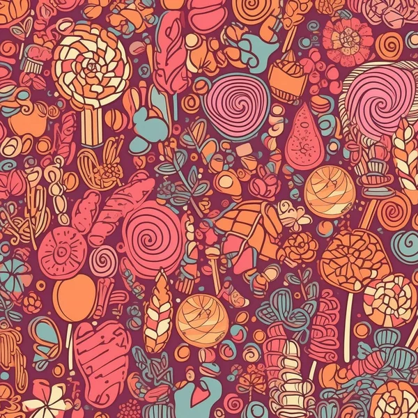 Ilustracja Wzorów Cukierków Które Losowo Ułożone Zmieszane Różnymi Typami Cukierki — Zdjęcie stockowe