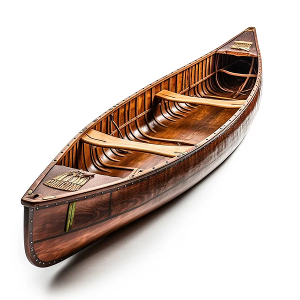 Ein Traditionelles Kanu Aus Holz Isoliert Auf Weißem Hintergrund Für — Stockfoto